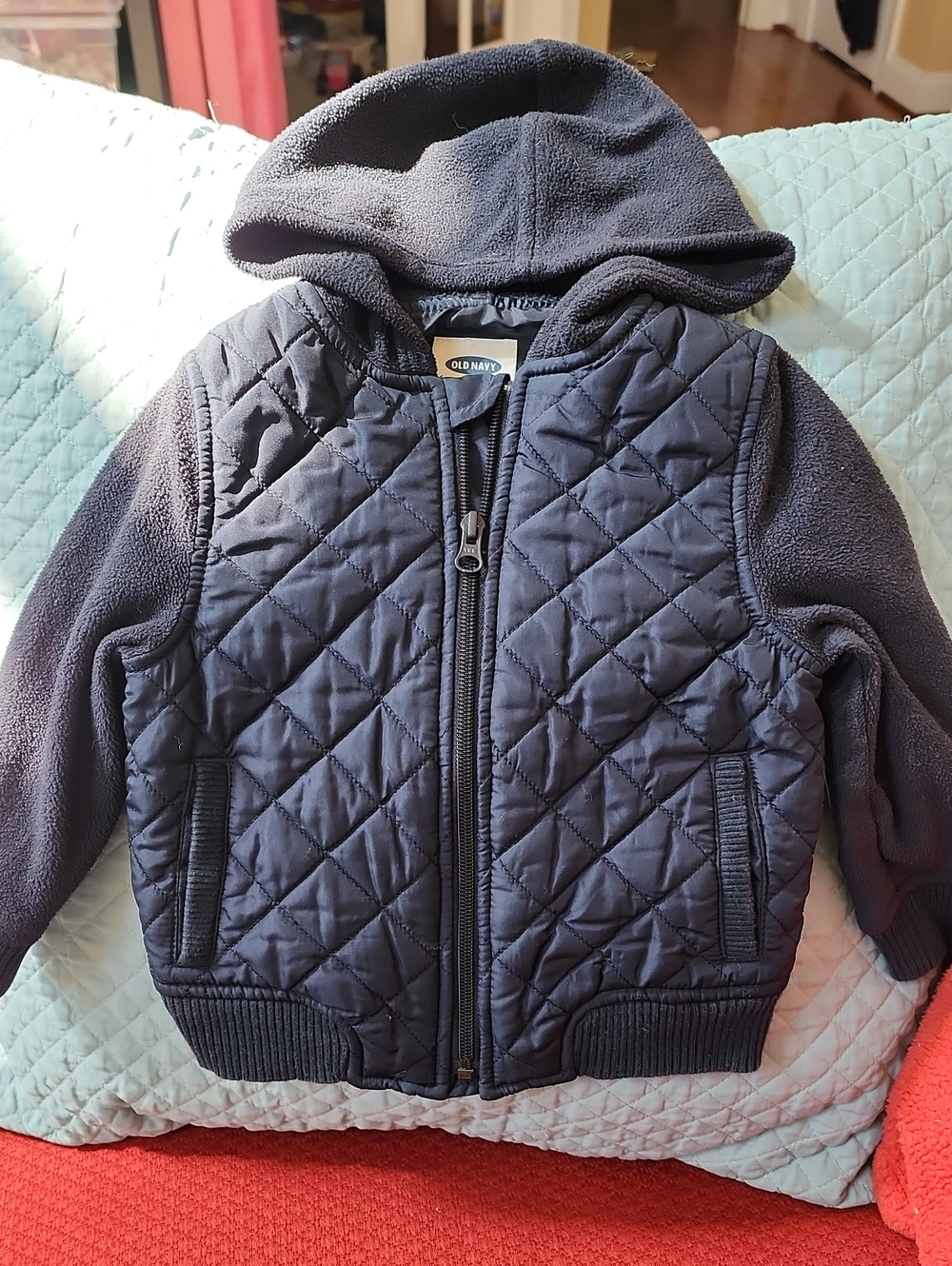 2T Old Navy Navy Blue Quilted Hooded Jacket